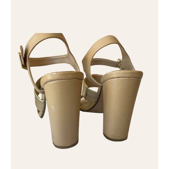 BCBGeneration Nude and Gold Heels, Sz 7.5 B, Strappy - Picture 6 of 7